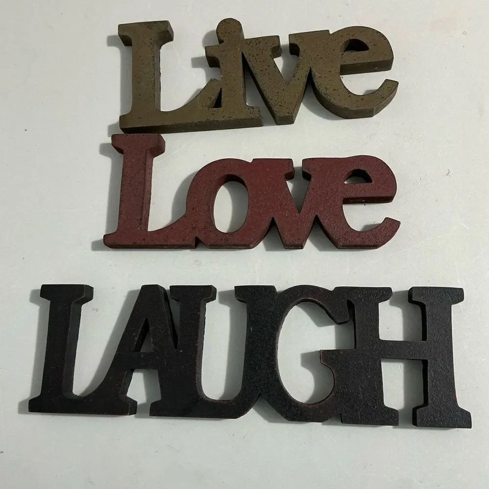 Live Love Laugh Wall Decor Set - Brown, Red, Black